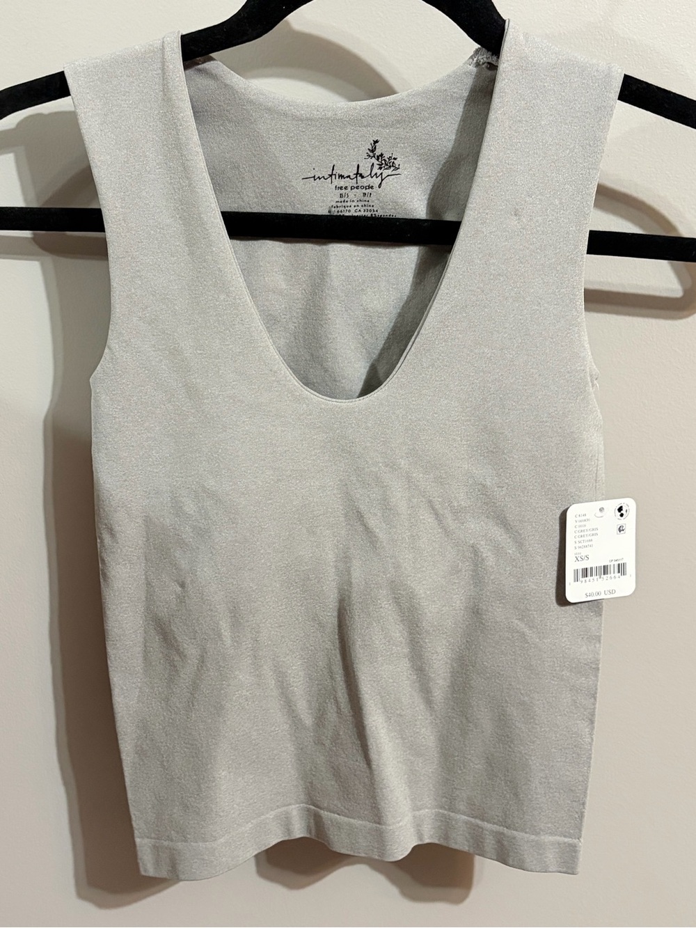 NWT. Intimately Free People Light Gray V-Neck Tank